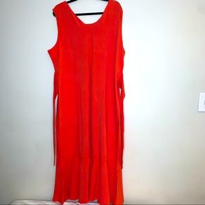 Perfectly Peach Long Sleeveless Dress w/Tie Waist